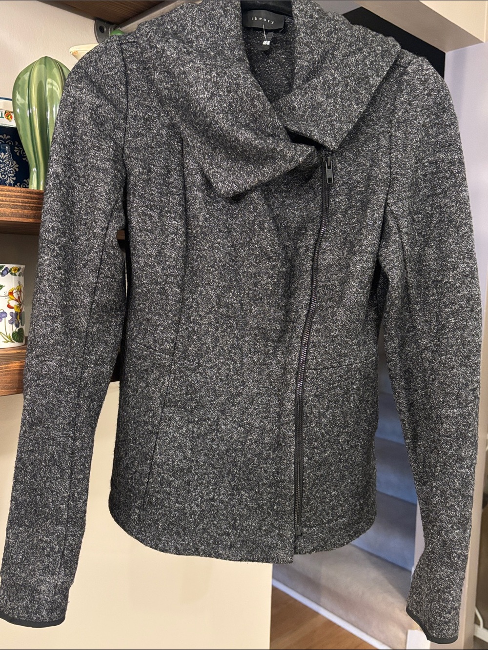 Theory Wool Blend Asymmetrical Zip Jacket - Size Small
